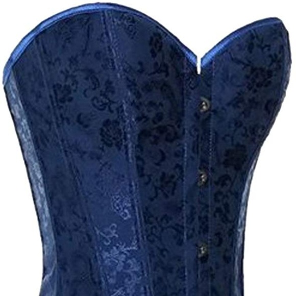 Women's Sexy Tapestry Brocade Vintage Corset -Blue - Picture 2 of 5